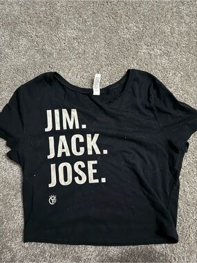 Bella Canvas Black Graphic Crop Tee with White Block Text